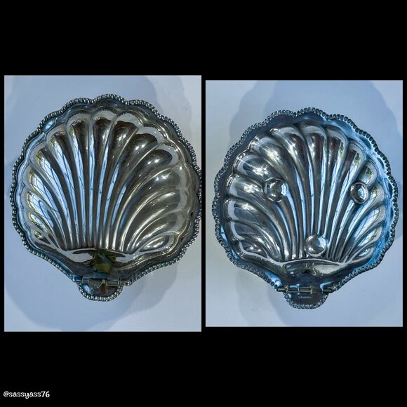 🆕VTG/ANTIQUE▪️3 Piece English Silver Plated Clam Shell Butter Caviar Jam Dishes - Picture 8 of 13